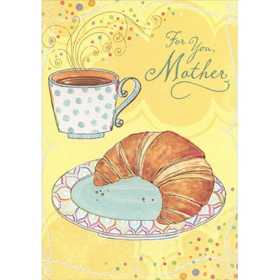 Designer Greetings Croissant and Coffee Cup Birthday Card for Mother