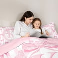 thumbnail image 4 of Manfei Girls Kawaii Bow Knot K Personalized Initial Twin Bedding Sets 7-Piece,Teens Women Cute Ribbon Bow Tie Stripes Bedding Comforter Set,Pink Reversible,Lightweight Room Decor, 4 of 7