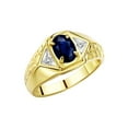 thumbnail image 4 of Rylos  Yellow Gold Plated Silver Classic 7X5MM Oval Sapphire & Sparkling Diamond Ring - Birthstone Jewelry for Men -Size 9, 4 of 7