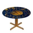 thumbnail image 3 of PIKWEEK Gold and Blue Abstract Art Waterproof Round Tablecloth White, 3 of 8