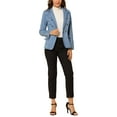 thumbnail image 2 of DARING DIVA Women's Lapel Jeans Blazer Denim Jacket W Pockets M Baby Blue, 2 of 6