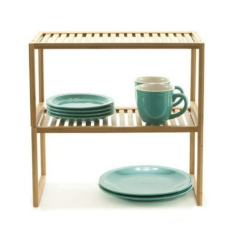 Tall Renewable Bamboo Cabinet Shelf Helper Durable And Stackable Tall Renewable Bamboo Cabinet Shelf Helper Durable And Stackable For Kitchen Set Of 2