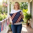 thumbnail image 4 of Decor for Living Room, Decorative Pillow Cover, Patriotic Decorations, Fourth of July Decor, 18X18 Inch Classic Diagonal Star Stripe Linen Flag Slipcover That Fits All Standard 18, 4 of 7