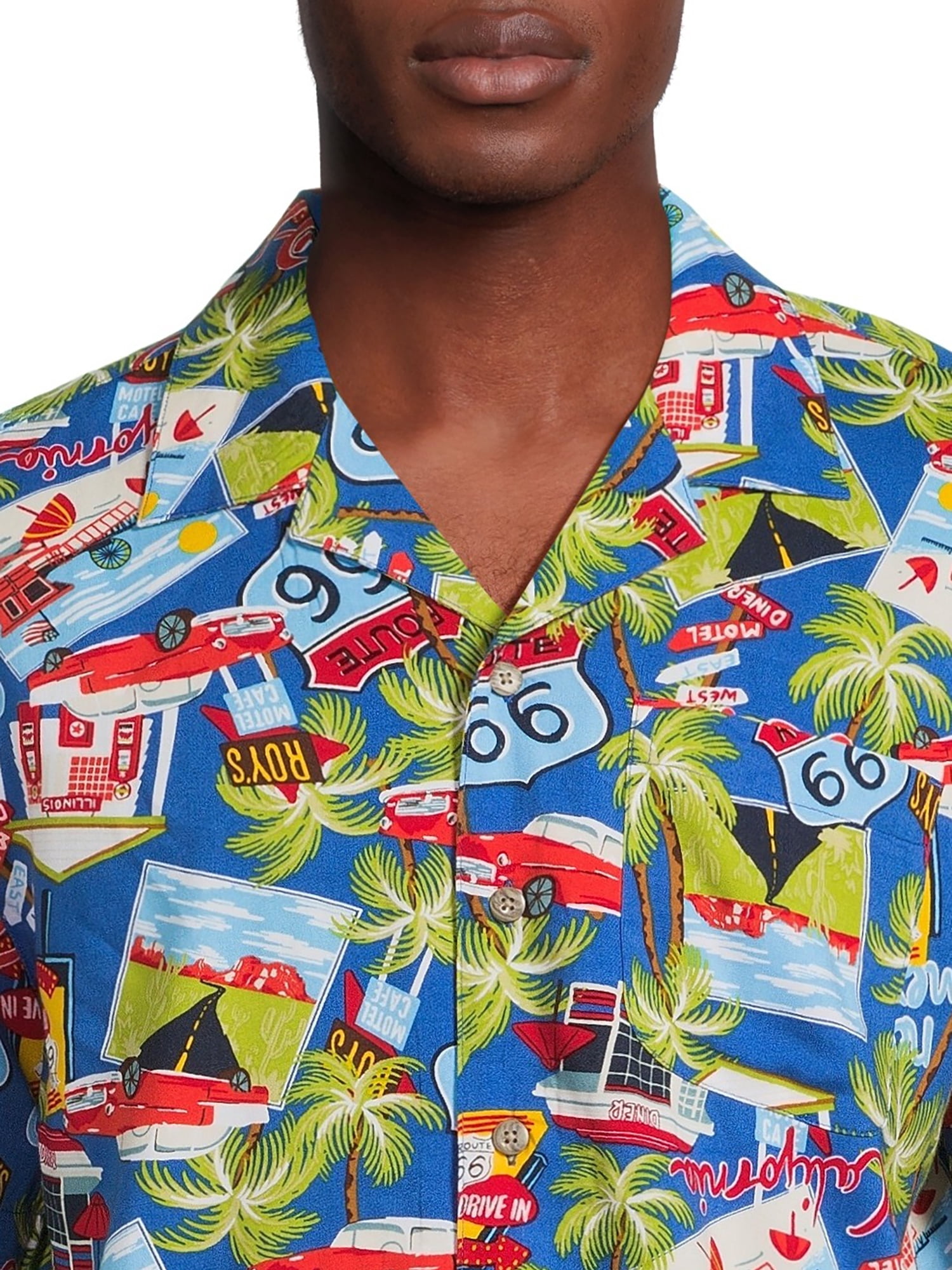 George Men's & Big Men's Short Sleeve Rayon Button-Up Camp Shirt, Sizes S-3XL