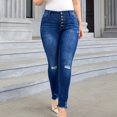 thumbnail image 7 of JULMCOMO Skinny Jeans for Women Boyfriend Ripped Straight Leg Jeans Waist Stretchy Distressed Jeggings Frayed Trendy Denim Pants Light Blue XXL, 7 of 7