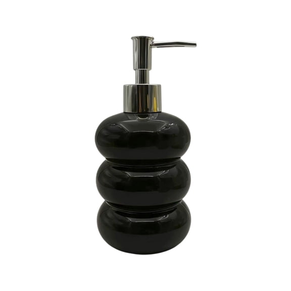 Jubipavy 350ml Stacked Bubble Glass Soap Dispenser, Refillable Pump Bottle for Hand Soap Shampoo Lotion, White/Black/Yellow Options