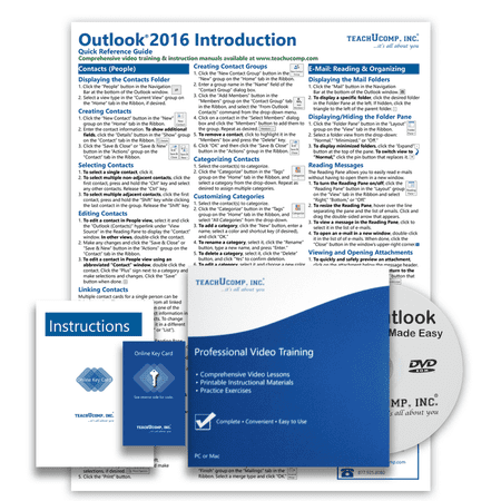 Learn Outlook 2016 Deluxe Training Tutorial- Video Lessons  PDF Instruction Manual  Quick Reference Software Guide for Windows by TeachUcomp  Inc. price history on PriceWatchPro