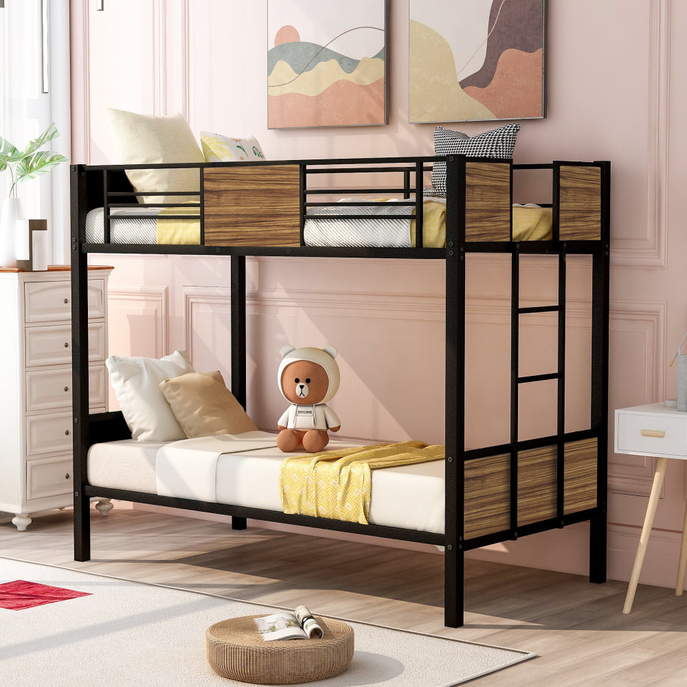 Details about   Full Over Full Bunk Beds Kids Teens Adult Dorm Bedroom Furniture w/Ladder Black 