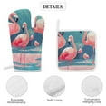 thumbnail image 4 of Flamingo Oven Mitts And Pot Holders Sets of 4 Oven Gloves Set Potholders for Kitchen Cooking Baking Grilling Anti Scald Hot Pads And Heat Resistant, 4 of 6