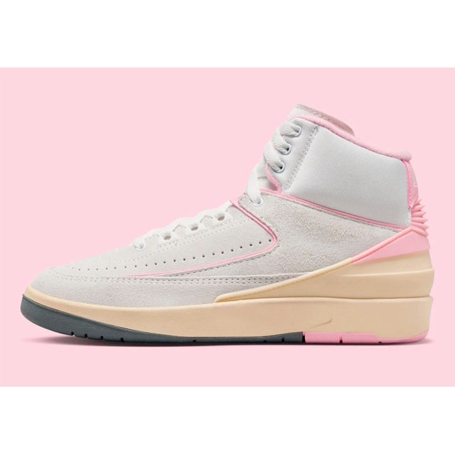 Ni - ke Women's Ni - ke Air Jordan 2 Retro Summit White Soft Pink FB2372-100 sz 10.5