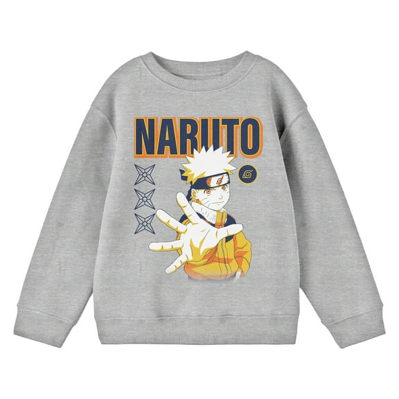 Naruto High Five Youth Athletic Gray Graphic Crew Neck Sweatshirt-Medium