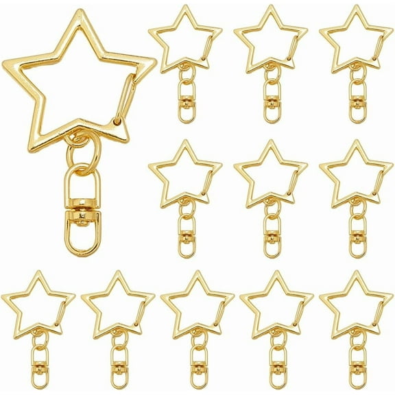 1 Box 40Pcs Star Keychain Ring Gold Swivel Clasp Hooks Alloy Keyrings Swivel Metal Lanyard Snap Hook Small Clips Findings Accessories for DIY Making Car Key Keychains Lanyards Purses Decor