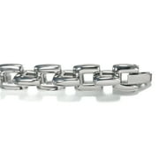 Titanium Kay Stainless Steel Men's Large Box Link High Polish Finish Chrome Color Necklace Chain 24