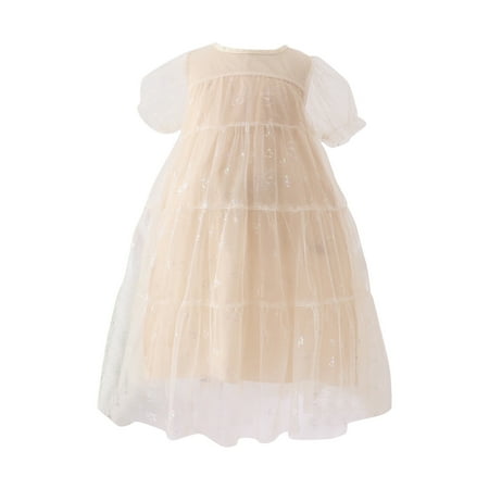 

Toddler Girls Dresses Fly Sleeve Star Moon Paillette Princess Dress Dance Party Ruffles Dresses Clothes Summer Girl Clothes