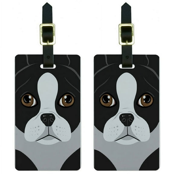 Graphics and More Boston Terrier Dog Pet Luggage Tags Suitcase Carry-On ID, Set of 2
