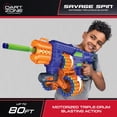 thumbnail image 3 of Blaster Motorizado Dart Zone Savage Spin Triple-Drum Serie Commando Azul y Naranja, 3 of 6