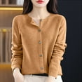 thumbnail image 2 of Dpytoraw Osmanthus Needle Knitted Cardigan For Women In Autumn And Winter New Korean Round Neck Outerwear Base Sweater Solid Color Loose Jacket Sweater Women's Pullover Sweater, 2 of 5