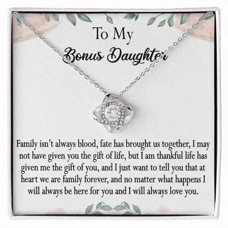 Bonus Daughter Gift, To My Stepdaughter Necklace, Step daughter Gifts From Stepdad, Bonus Daughter Gifts from Stepmom, Stepdaughter, White Love Knot Necklace