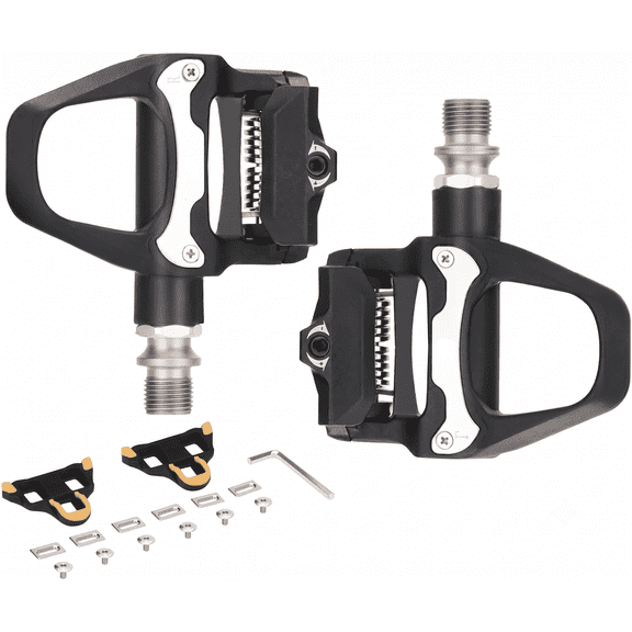 Road Bike Clipless Pedals Compatible with Shimano SPD-SL, 9/16" Cr-Mo Spindle, 6° Float Cleats, 3-Hole Road Cycling Pedals with Adjustable Tension