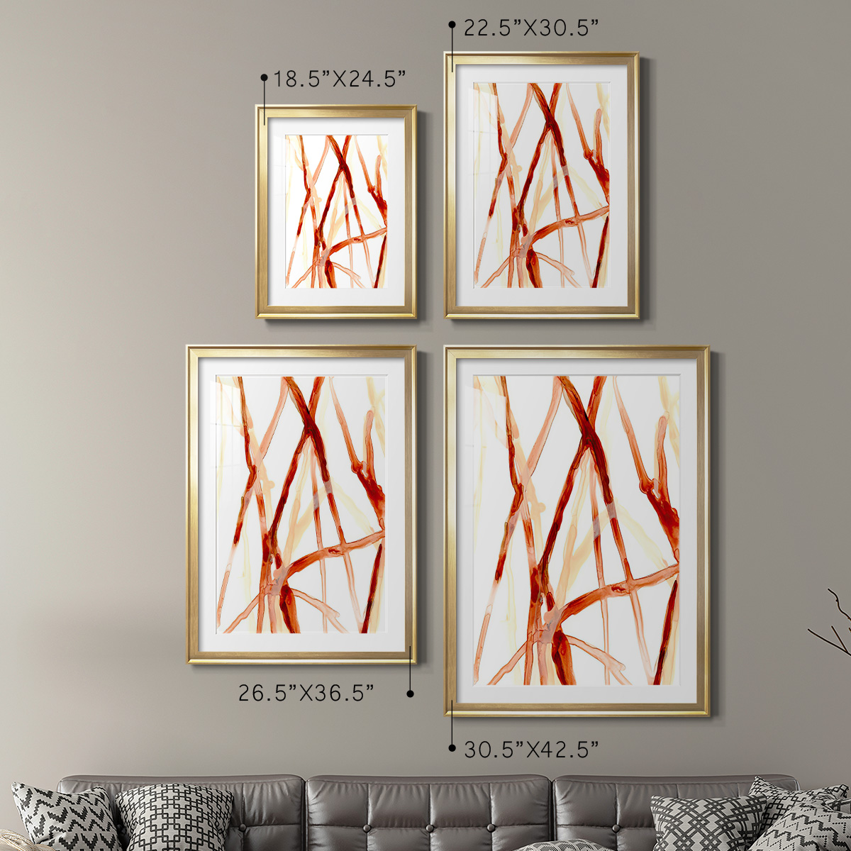 Wexford Home Runnel V Premium Framed Print, 30.5" x 42.5" - Ready to Hang, Gold (Set of 2)