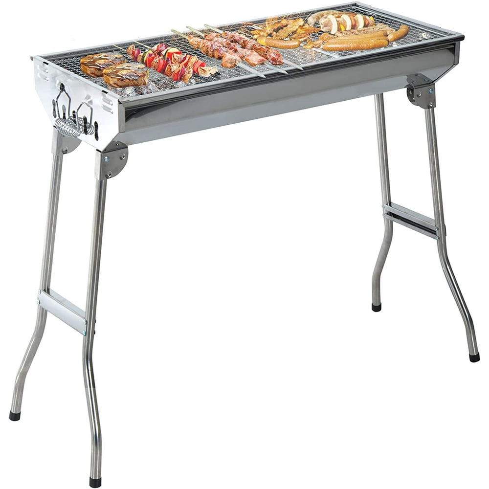 Large Charcoal Grill, 28" Stainless Steel Large Portable Folding