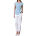 thumbnail image 2 of INSPIRE CHIC Women's Elegant Peplum Top Sweetheart Neck Cap Sleeve Work Office Wrap Blouse S Light Blue, 2 of 5