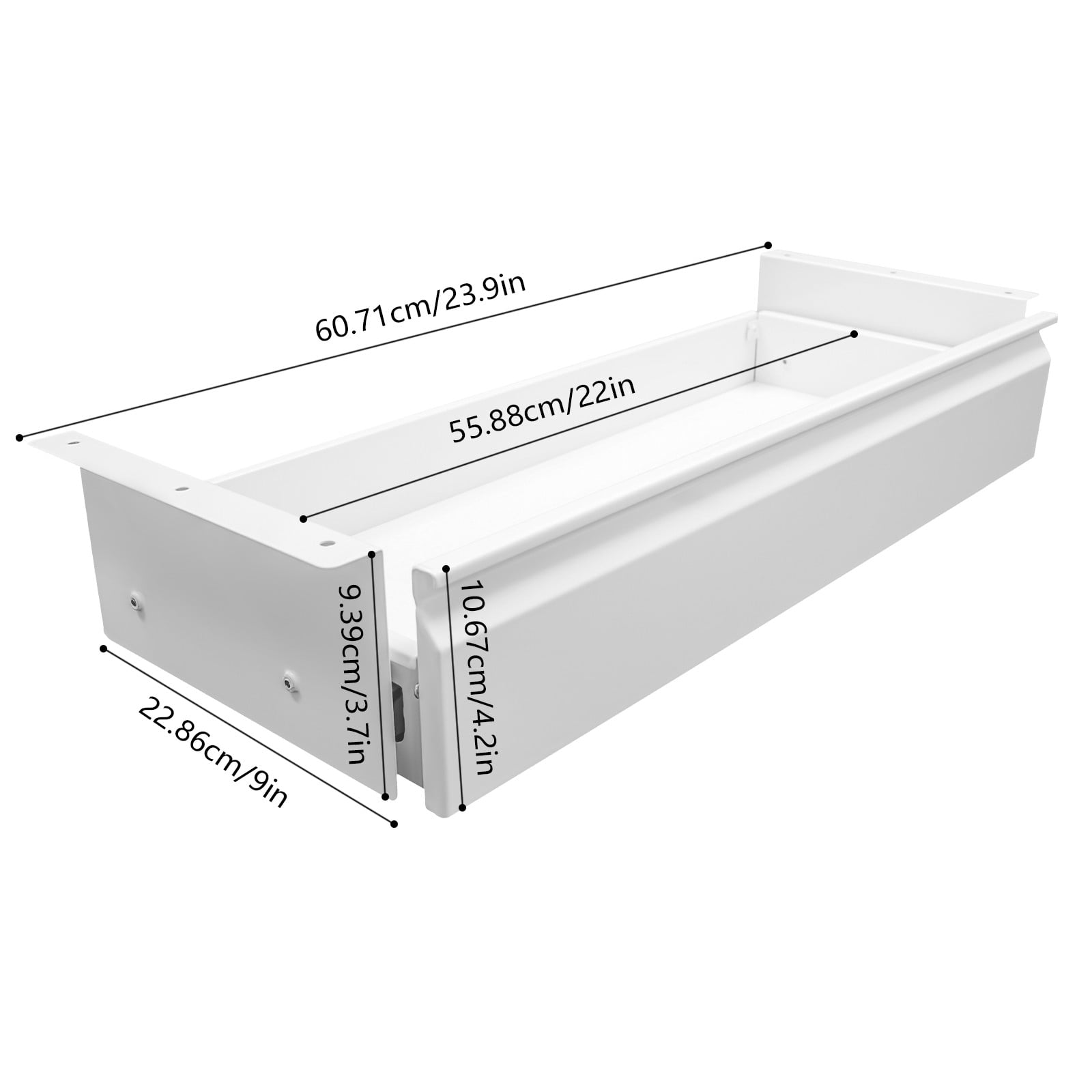 ToppiJoy 24” Under Desk Drawer, Mounted Sliding Pull-out Drawer for Sit Stand Workstation (White)