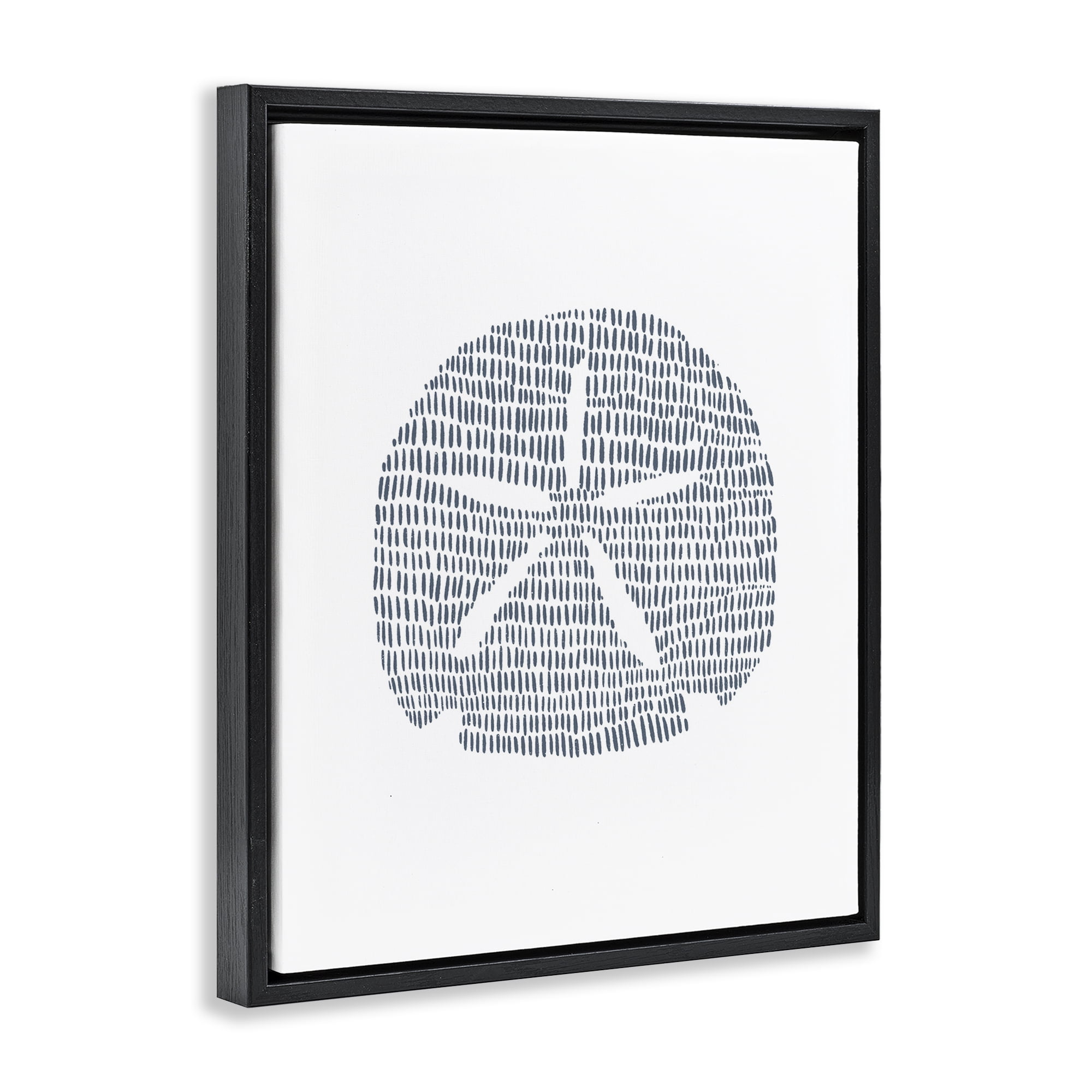 Stupell Industries Minimal Sand Dollar Coastal Painting Black Floater Framed Canvas Art Print Wall Art, 25 x 31