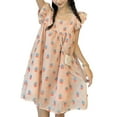 thumbnail image 1 of Vestido de mujer de una pieza con estampado bonito, ajuste informal, falda cómoda, mangas cortas para viajes de verano, 1 of 8