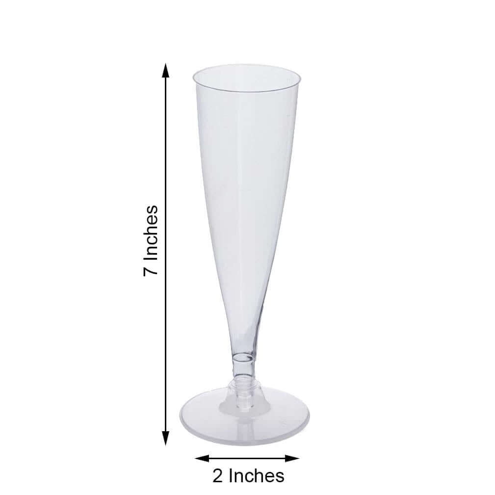 Efavormart 60 Pack 5oz Clear Plastic Disposable Champagne Flute Glasses | Hollow Stem | Detachable Base