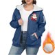 thumbnail image 5 of Sudadera informal con capucha y manga larga para mujer, estilo navideño, de gran tamaño, color liso, con cremallera, capucha y forro polar grueso, chaqueta de manga larga con hombros descubiertos, blu, 5 of 5