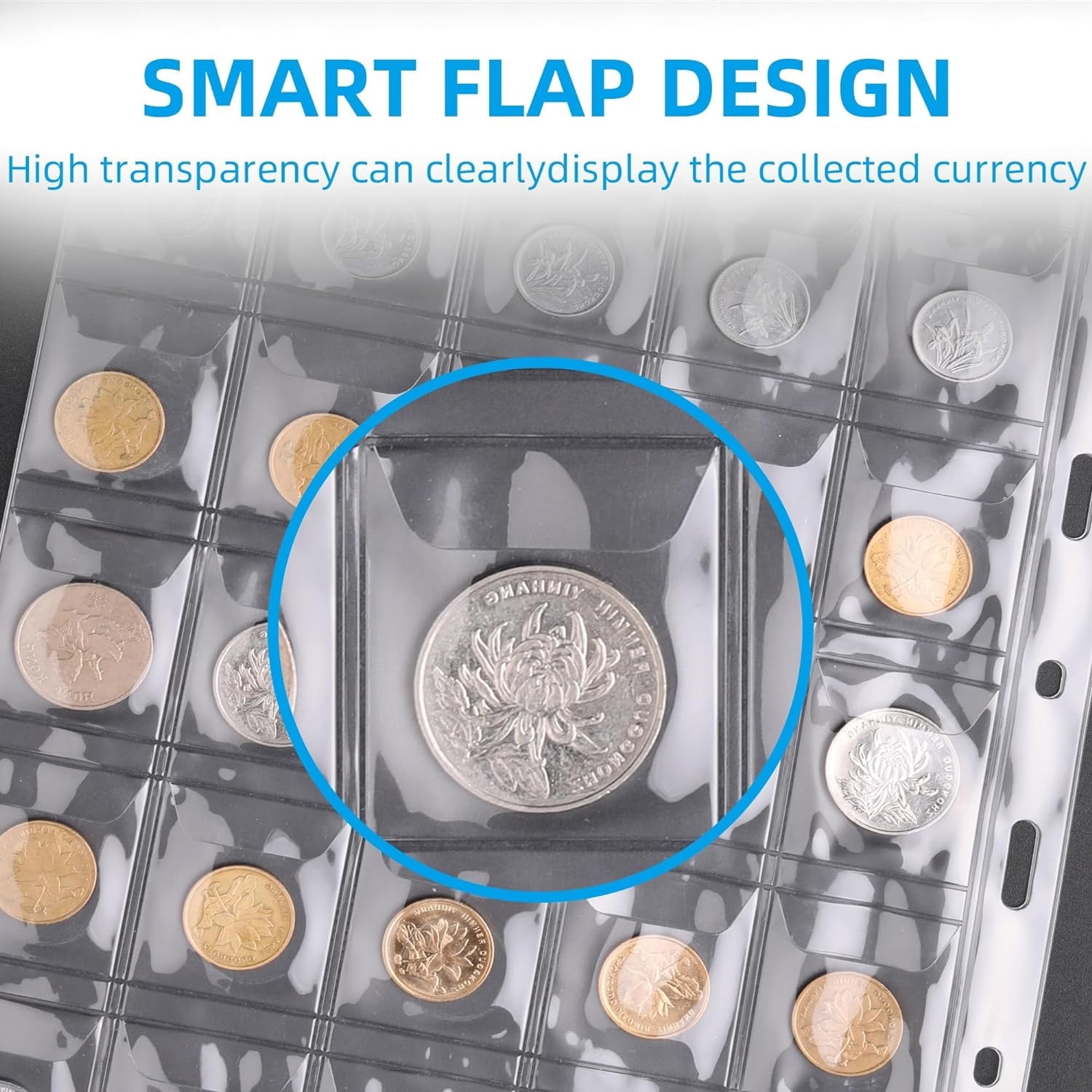 Coin Collection Book Holder,Fireproof Coin Album for Collectors, Waterproof Coin Holders with 360 Pockets Coins Collecting & 36 Sleeves Paper Money Storage Case for Currency,Bill Pennies,Stamp