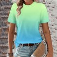 thumbnail image 2 of Cotton tops for Women Gradient Printing Women's T-Shirts Crew Neck Activewear Short Sleeve Breathable Summer Tops Loose Thin Ladies Blouses Tees Tunic Casual Plus Size Clothing, 2 of 5
