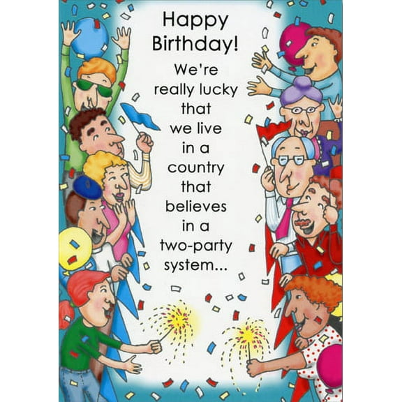 Oatmeal Studios Two Party System Funny / Humorous Birthday Card