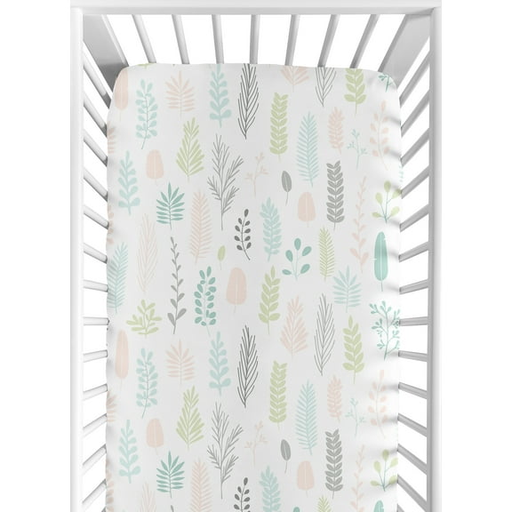 Sweet Jojo Designs Sloth Pink and Blue Fitted Crib Sheet
