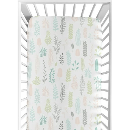 UPC: 0846480071006 | Sweet Jojo Designs Pink and Grey Tropical Leaf Girl Baby or Toddler Nursery Fitted Crib Sheet – Blush Turquoise Gray and Green Botanical Rainforest Jungle Sloth Collection