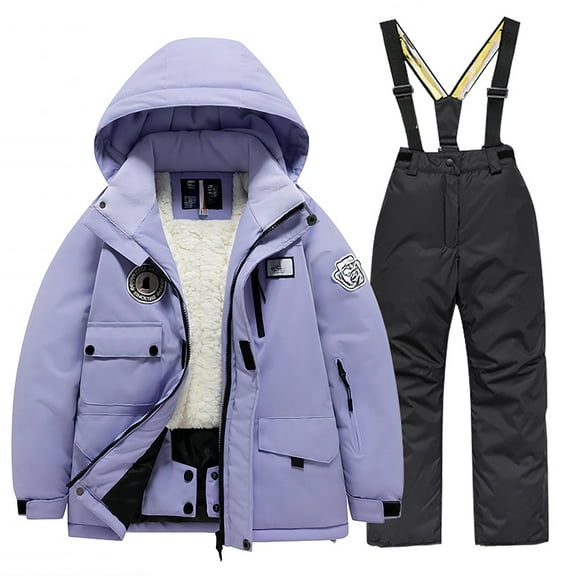 MuXiKeJi Boys Insulated Snowsuit Lined Jacket Pants Set Windproof Winter Snow Wear For Kids Cold Weather