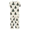 thumbnail image 6 of Wowcloth Woman's Pajama Set, Loose-Fit with Christmas Print, Round Neck Short-Sleeve Button-Up Top and Cropped Pants, Comfortable Sleepwear for Home Lounging and Leisure, 6 of 6
