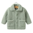 thumbnail image 2 of Esaierr 1-8Y Kids Baby Girls Fleece Overcoat Autumn Winter Short Coats Cute Lapel Button Casual Jacket Coat Tops Outwear Toddler Warm Overcoat, 2 of 7