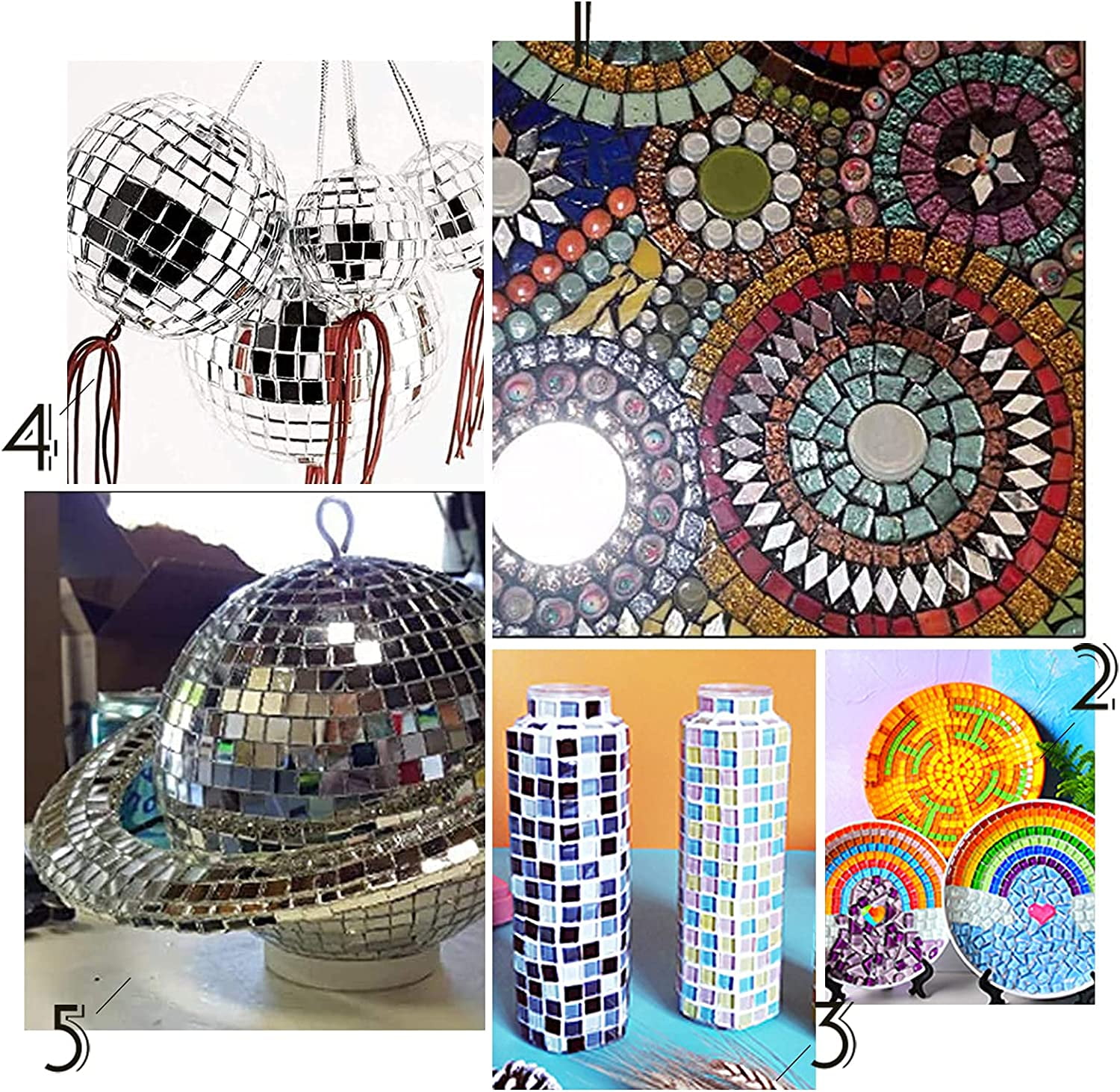 120pcs Round Mirror Glass Mosaic Tiles Small Mirror Round Craft Mirror Tiles for Home Decoration Crafts Jewelry Making Arts & Crafts Projects 4 Sizes