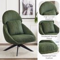 thumbnail image 5 of Furniliving Swivel Accent Chair with Pillow Corduroy Comfy Lounge Chair Lazy Chair for Living Room/Bedroom, Green, 5 of 9