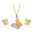 thumbnail image 1 of Fino Collar Y Aretes Mariposa Perla Nat Oro 14k Lam dorado Unitalla, 1 of 9