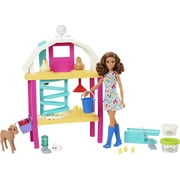 Barbie Doll Playset, Hatch & Gather Egg Farm with Animals, Coop, Dough, Mold, Kids Toys