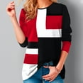 thumbnail image 1 of Meichang Chemises à Manches Longues pour Femmes Hauts Décontractés à Blocs de Couleur Pull Col Rond Confortable Chemisiers Graphiques Géométriques Élégants, 1 of 5