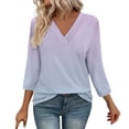 thumbnail image 2 of Texiao 3/4 Length Sleeve Women's Tops V Neck Casual Tunic Tops Basic Shirts Loose Fit Blouse, 2 of 7