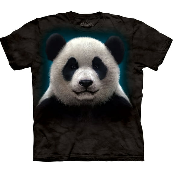 Black 100% Cotton Panda Realistic Graphic T-Shirt NEW