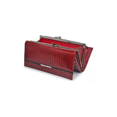 thumbnail image 1 of Piel Genuina Cartera Mujer Largo Lujo Patrón De Cocodrilo  rojo, 1 of 4