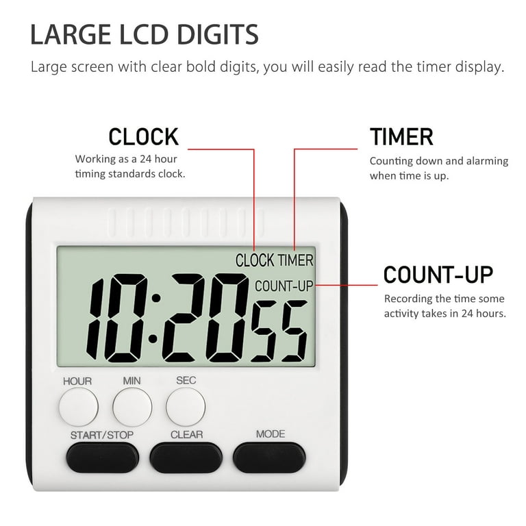 LCD Digital Kitchen Cooking Timer Count Down Up Clock Loud