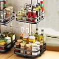 thumbnail image 4 of 2 Tier Turntable Spice Rack Stainless Steel Organizer, 360 Degree Rotatable for Kitchen Cabinets Organizers Multi-Function Shelf,24*39cm, 4 of 7