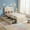 Beige, variant on Kojooin Boucle Bed Frame with 2 Storage Drawers. Upholstered Platform Bed with LED Headboard and  Wood Slat Support